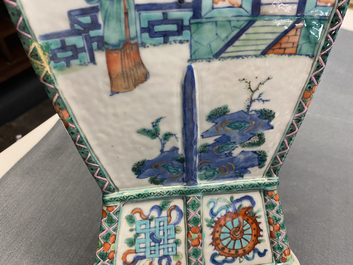 A Chinese doucai vase with elephant handles, Qianlong/Jiaqing
